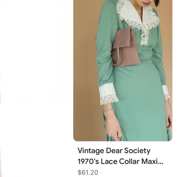 VTG HANDMADE MINT GREEN COLLAR WITH LACE EDGING - Picture 6 of 7